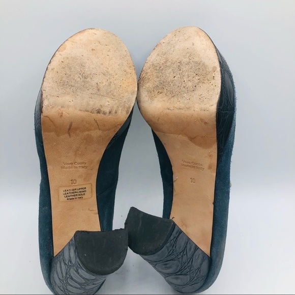Charles David Womens Vero Cuoio Blue suede Platform Chunky Heels Size 10 - Picture 11 of 11
